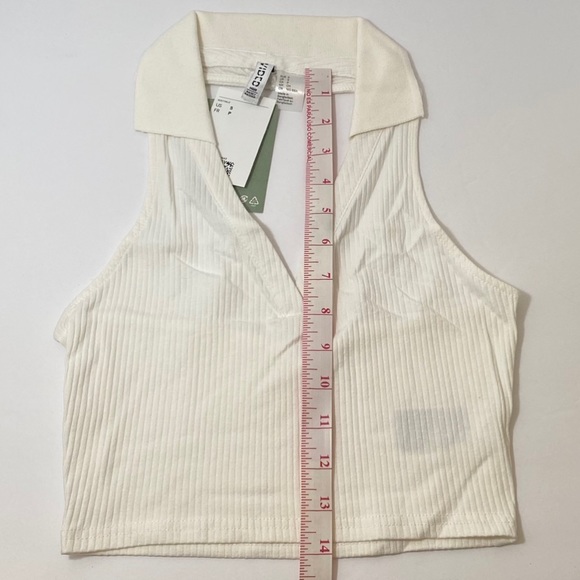 H&M NWT Women’s Halterneck Top with Collar off White Size Small - Picture 3 of 8